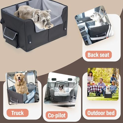 Dog Car Seat for Medium or Large Dogs Size Portable Car Booster Seat for Dogs with Harness and Thick Cushion, Perfect for Small Pet up to 45lbs(Black) - Image 4