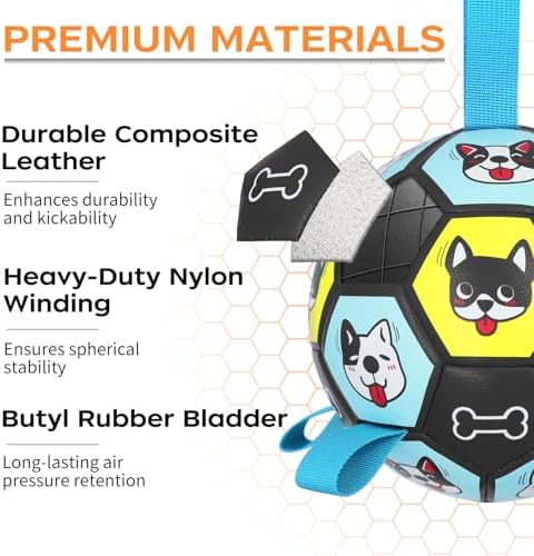 Dog Toy Soccer Ball with Straps, Herding Ball for Dogs, Outdoor Interactive Dog Toy, Dog Fetch Toy, Ideal for Medium & Large Dogs, Great Puppy Birthday (6 Inch) - Image 6