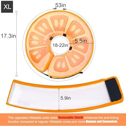 Inflatable Dog Cone Collar for Large Medium Small Dogs, Soft Dog Donut Collar Adjustable Recovery Cone for Pets After Surgery, Extra Enhanced Anti-Licking Guard Shield for Pets (X-Large, Orange) - Image 6