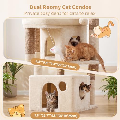 Heybly 34.6" Cat Tree Anti-Tipping Floor Cat Condo for Kittens, HCT205SMJ - Image 3