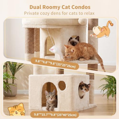 Heybly 34.6" Cat Tree Anti-Tipping Floor Cat Condo for Kittens, HCT205SMJ - Image 3