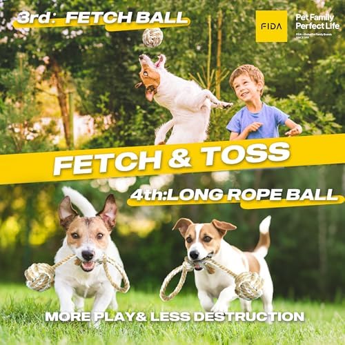 Fida Dog Rope Toys, 4 Pack Cotton Puppy Teething and Chew Toys - Image 3
