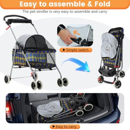 BestPet Foldable Pet Stroller for Small/Medium Dogs and Cats Up to 33 lbs - Image 3
