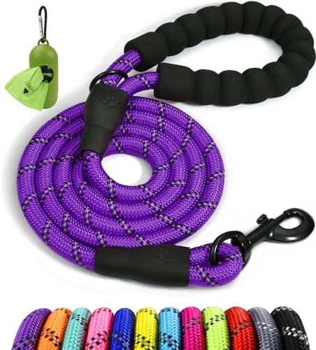 Taglory Rope Dog Leash for Medium Large Dogs, 6 FT Padded Handle, Purple by Taglory