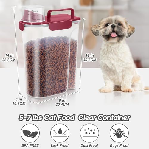 LEAWALK 5Lbs/6Qt Airtight Pet Storage Container For Cat Dog Bird Food and Keep Fresh, Translucent Body, Upgraded Large Nozzle for Easy Pouring With Handle Design Easy to Carry When Going 2pack - Image 2