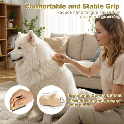 Dog Brush for Shedding, Wood Deshedding Brush for Dogs, 4.3inch - Image 4