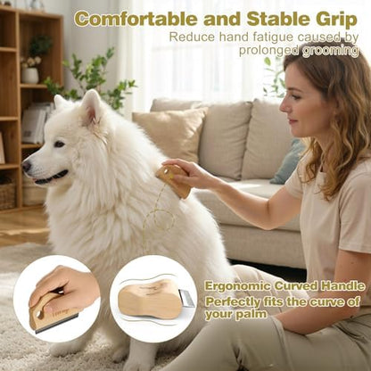 Dog Brush for Shedding, Wood Deshedding Brush for Dogs, 4.3inch - Image 4