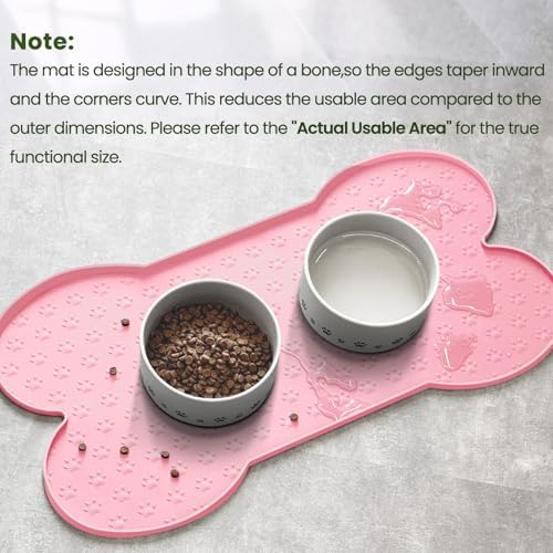 PWTAA Dog Food Mat Anti-Slip Silicone Dog Bowl Mat Thicker Pet Placemat Waterproof Cat Feeder Pad with Raised Edge Puppy Kitten Feeding Mats Suitable Small Medium-Sized Dogs Cats Eating Tray - Image 4