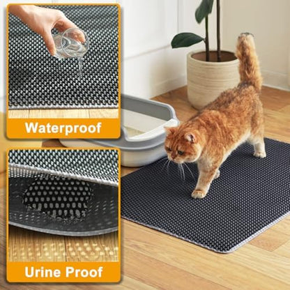 Large Cat Litter Box Mat,35"X 25" Litter Trapping Mat for indoor Cat, Litter box Mat for Floor, 2 Layer Litterbox Catcher Rug for Kitty Pet,Waterproof Urine Proof, Clean Easily, Non-Slip - Image 5
