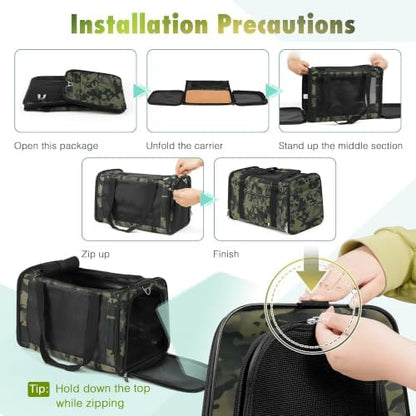 YUDODO 25lbs Cat Carrier Lightproof Soft Sided Pet Carrier for Large Cat - Image 7