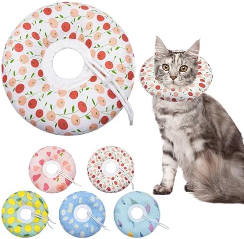 Seyezo Cat Cone Collar Soft, Adjustable Cat Recovery Cone, Pink Cherry, M by Seyezo