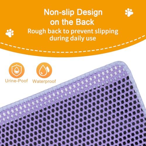Cat Litter Mat Litter Trapping Mat,Cat Litter Box Mat 32"x22", 2 Layer Llitterbox Mat,Waterproof Urine Proof,Kitty Rug indoor Floor Pad,Purple,Collapsable, Medium - Image 4