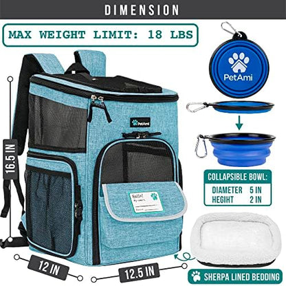PetAmi Dog Backpack Carrier, Airline Approved 4-Way Entry Cat Bag, Teal - Image 2