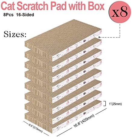 8 Packs in 1 Cat Scratch Pad, Cat Scratcher Cardboard,Reversible,Durable Recyclable Cardboard, Premium Scratch, Suitable for Cats to Rest, Grind Claws and Play - Image 3