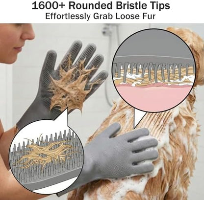 Dog Washing Gloves for Hair-Removal: Remove 90% Loose Hair One Bath - Silicone Grooming Gloves Effective Removing Long Dog Golden Retriever/Short Labrador Fur - Keep Home Furniture Fur-Free - Image 4