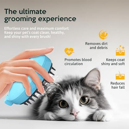 Cat Steam Brush for Shedding Pets 3 in 1 Function, Spritz Defur Comb for Kittens, Steamy Hair Rake for Long-Haired Dogs, Steamer Brush for Massage, Grooming and Removing Loose Hair - Image 2