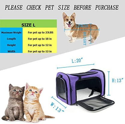Soft Sided Carrier for Small Medium Cats Dogs,Removable Pad Collapsible Travel Pet Carrier Large Purple - Image 4