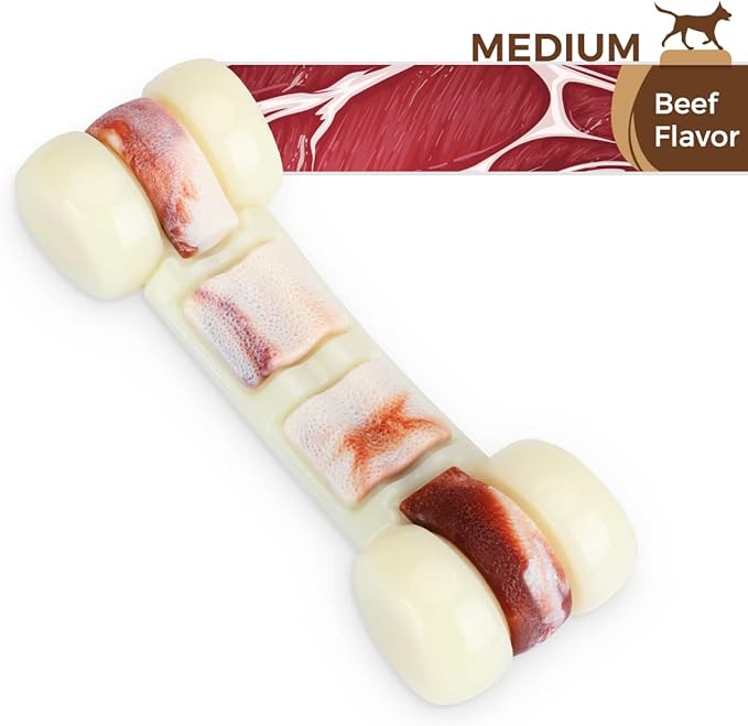 Tikaton Hammerbone Durable Dog Chew Toy for Aggressive Chewers, Beef Flavor Dog Toy, Medium
