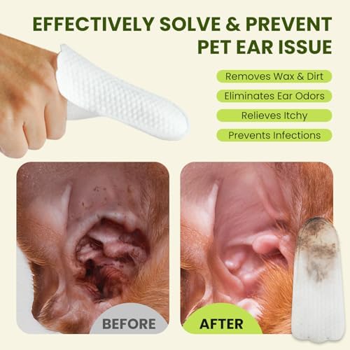 PawSono Dog Ear Wipes - 50 Count Dog Ear Cleaner Finger Wipes for Dogs & Cats, Pre-Moistened Ear Cleaning Wipes for Puppies, Kittens & Small Animals, Thick Pet Ear Wipes to Remove Wax, Dirt & Debris - Image 2