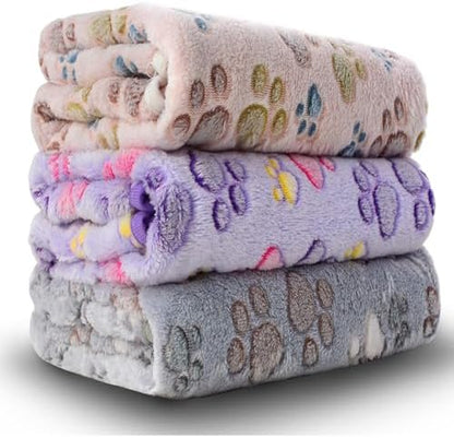 Dog Blankets for Large Dogs, 3 Pcs Dog Blanket Washable, Soft Fluffy Flannel Pet Blanket Mat Cover for Bed Couch, Cute Print Puppy Blanket 60" x 50" by NXDZI