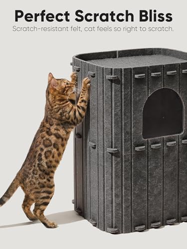 FUKUMARU Cat House for Indoor Cats, Warm Felt Cat Bed, Scratch Resistant - Image 3