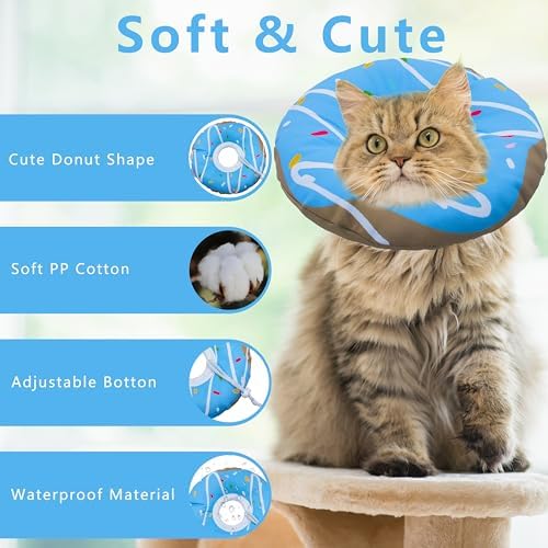 Seyezo Cat Cone Collar Soft, Adjustable Cat Recovery Cone, Waterproof Blue - Image 3