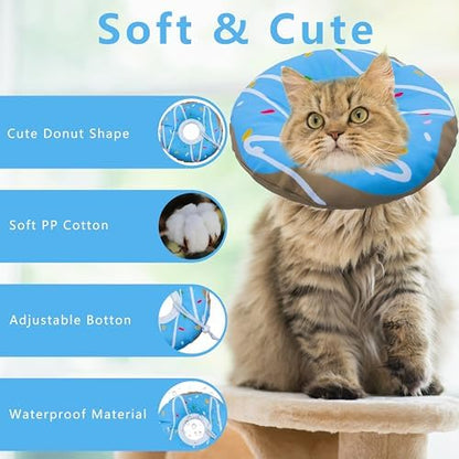 Seyezo Cat Cone Collar Soft, Adjustable Cat Recovery Cone, Waterproof Blue - Image 3