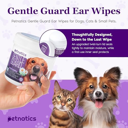 Gentle Guard Dog Ear Wipes with Aloe and Chamomile | Helps Remove Dirt & Wax Buildup | Dog Ear Cleaner Wipes | Alcohol-Free & Pet Safe | Pre-Soaked & Textured Pads | 100 Count 2 Pack - Image 2