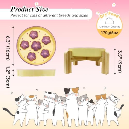 Elevated Ceramic Slow Feeder Cat Bowl with Anti-Slip Bamboo Stand - Image 2