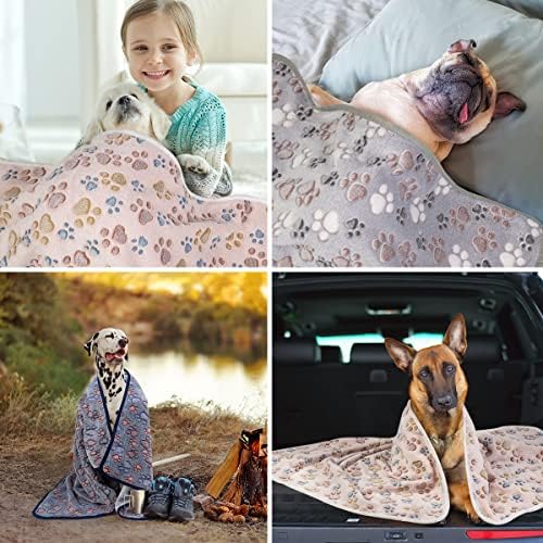 Dono 1 Pack 3 Dog Blankets, Soft Fluffy Fleece Pet Blanket Warm Sleep Mat Paw Print Design Puppy Kitten Throw Blankets Doggy Blanket for Dogs - Image 6