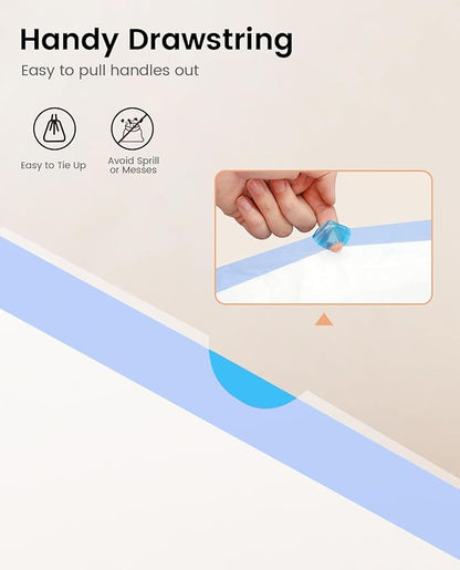 Cat Litter Box Liners-60 Count, Drawstring Cat Litter Waste Receptacles Bags for LELO ELVES LMSP-10 Self Cleaning Cat Litter Box-18" x 18"