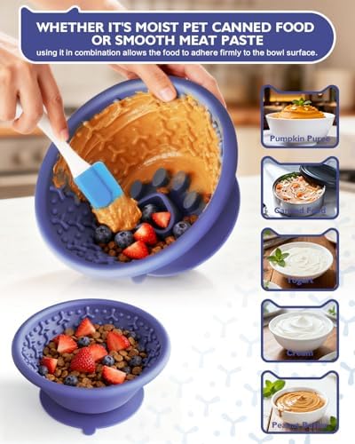 Dog Lick Bowl, Non-Slip Slow Feeder Licking Mat & Treat Dispenser (Wide Bowl Mouth w/Inlaid Stainless Steel Ring) - Interactive Toys, Anxiety Reducer, Freeze Bone for Dogs, BPA Free Silicone - Image 3