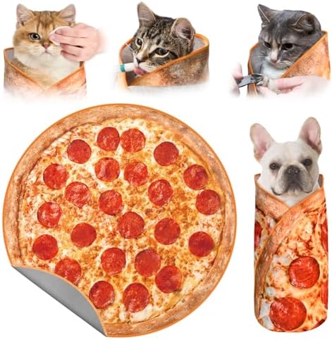 31.5" Pizza Shapes Large Cat Grooming Wrap for Cutting Nails by MASHDE