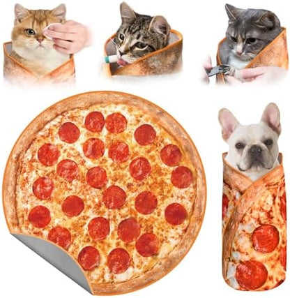 31.5" Pizza Shapes Large Cat Grooming Wrap for Cutting Nails by MASHDE