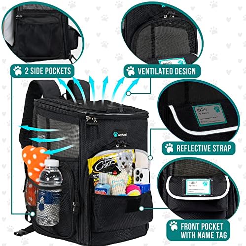 PetAmi Dog Backpack Carrier, Airline Approved 4-Way Entry Cat Bag, Black - Image 4