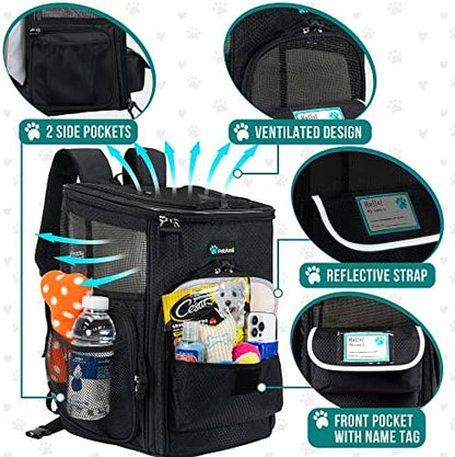 PetAmi Dog Backpack Carrier, Airline Approved 4-Way Entry Cat Bag, Black - Image 4