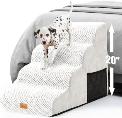 Topmart High Density Foam Dog Steps 4 Tiers,Extra Wide Deep Pet Steps by Topmart
