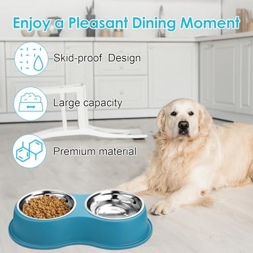 Epetslove Dog Bowls Large Stainless Steel Dog Water and Food Bowls Set with No-Slip Base, Pet Feeder Bowls Raised Edges for No Spill, Dog Cat Dish for Small, Medium, and Large Pets - Image 6
