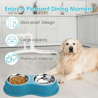Epetslove Dog Bowls Large Stainless Steel Dog Water and Food Bowls Set with No-Slip Base, Pet Feeder Bowls Raised Edges for No Spill, Dog Cat Dish for Small, Medium, and Large Pets - Image 6