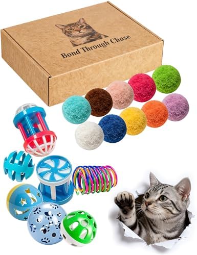20 Pack Cat Interactive Toys Jingle Balls Plush Balls Spring Toys by DIYUQISHI