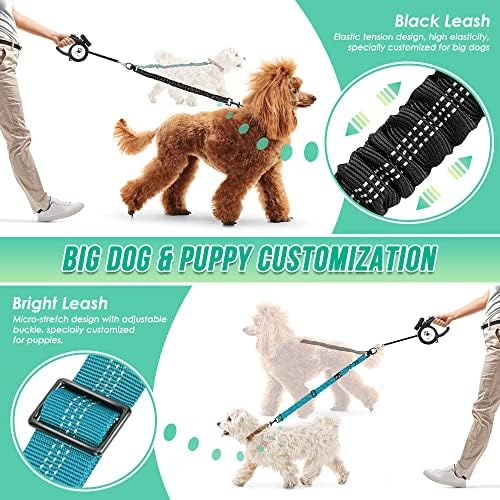 AUTOWT Two Dog Lead, 2 in 1 Upgraded Double Dog Leash Attachment Combine Adjustable Strap and Shock Absorbing Bungee No Tangle Dual Training Splitter for Different Size Dogs - Image 3