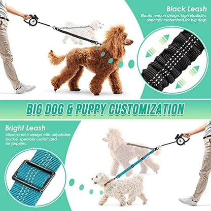 AUTOWT Two Dog Lead, 2 in 1 Upgraded Double Dog Leash Attachment Combine Adjustable Strap and Shock Absorbing Bungee No Tangle Dual Training Splitter for Different Size Dogs - Image 3