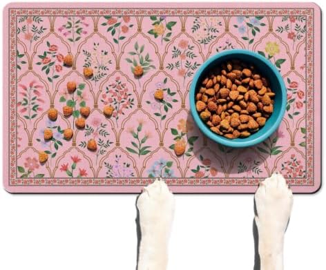 Absorbent Pet Dog Bowl Mat for Food and Water, Pet Cat Food Feeding Mat with Non Slip Rubber Backing, Dog Food Mats for Floors Waterproof, 12"x20" by Ideasonna
