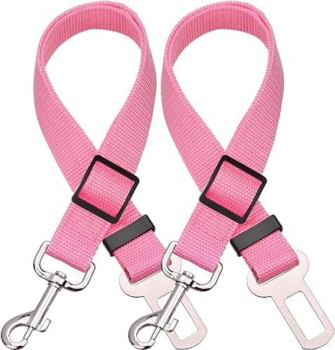 Elisel Elisel 2 Packs Adjustable Length Pet Dog Cat car seat Belt Pet seat Belt Pet Accessories for Dogs Cats and Pets (Pink) by Elisel
