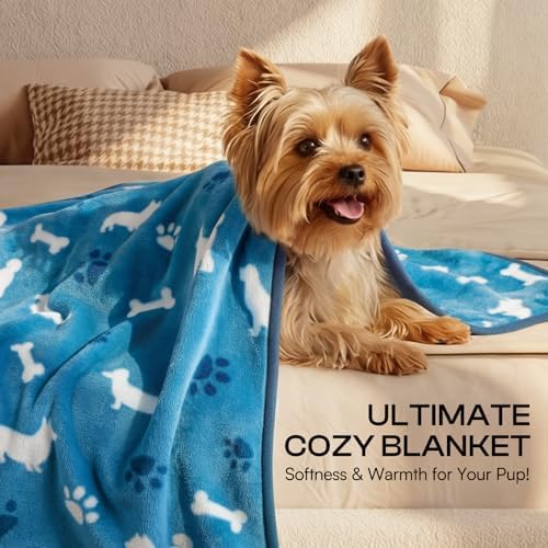 Luciphia 3 Pack Cute Dog Blankets Soft Fleece for Small Puppy Cat,30"x20" - Image 3