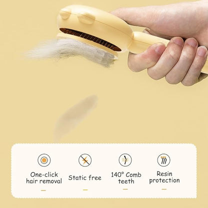 Magic Pet Comb, 2023 New Pet Hair Cleaner Brush, Cat Grooming Brush Long or Short Hair Cats Dogs Pet Massage Brushes, Self Cleaning Slicker Comb for Kitten Removes Tangles Loose Fur (#Yellow)