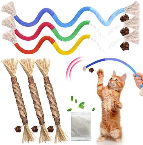 Silvervine Sticks Cat Chew Toys for Indoor Cats Dental Care Teeth Cleaning, Natural Kitten & Cat Teething Toys for Health, Catnip Toys Cat Chew Rope Suitable for All Breeds of Aggressive Chewers Cat by GBSYU