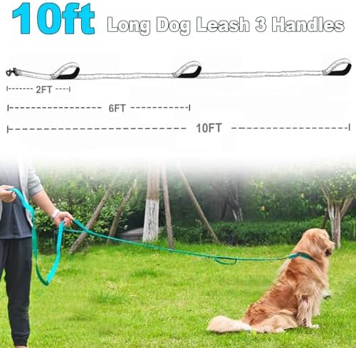 3 Handle Dog Leash 10FT Triple Handle Reflective Large Medium Dog - Image 2