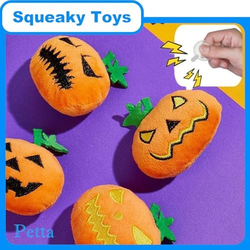 Halloween Cat Toys, Pumpkin Squeak Toys for Cats Dogs Indoor, 4Pcs - Image 3