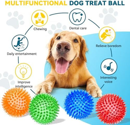 SHARLOVY 3'' Squeaky Balls for Small Dogs, 4 Spiky Dog Balls for Teething - Image 2